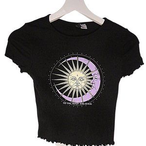 H&M Moon and Sun Cropped Jersey Tee